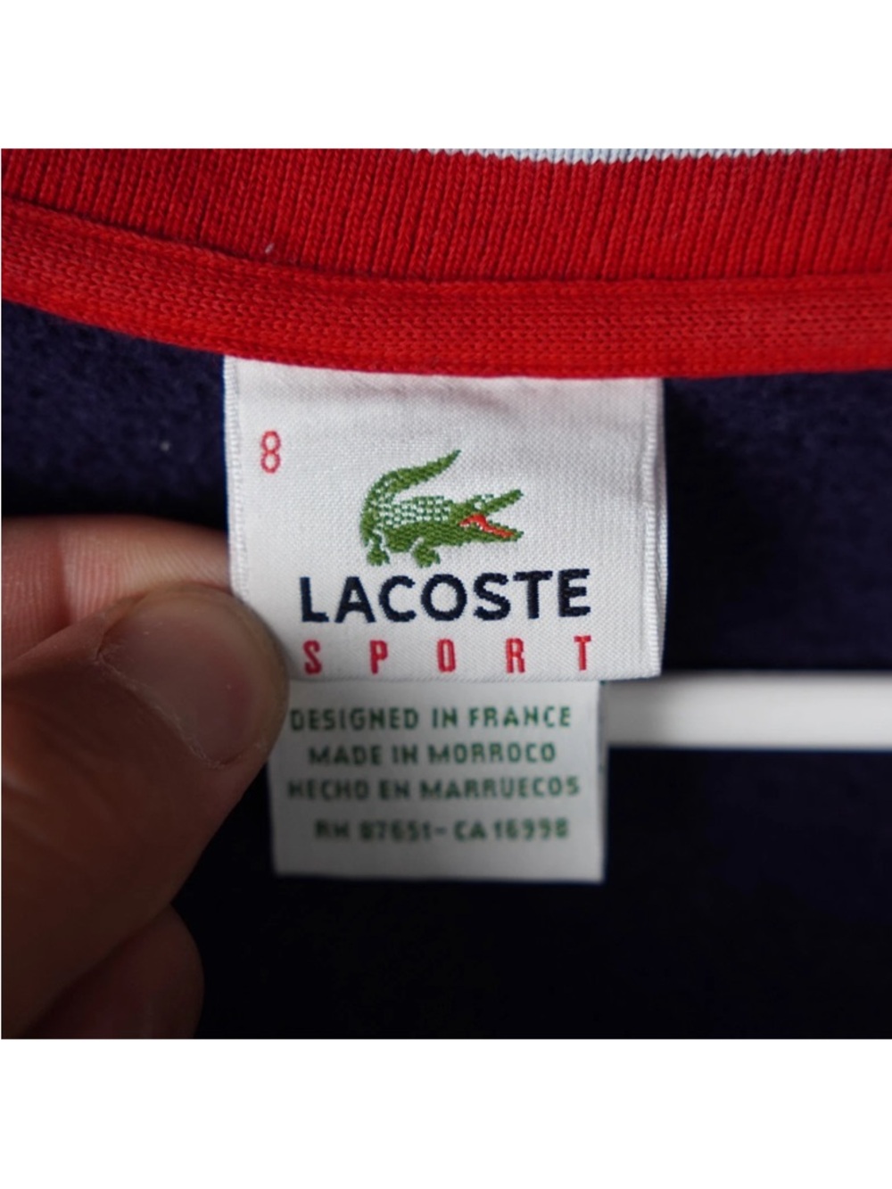 Lacoste Sport Mens Sweater Size 8 Blue 1/4 Zip Knit Preppy Pullover - Picture 7 of 13